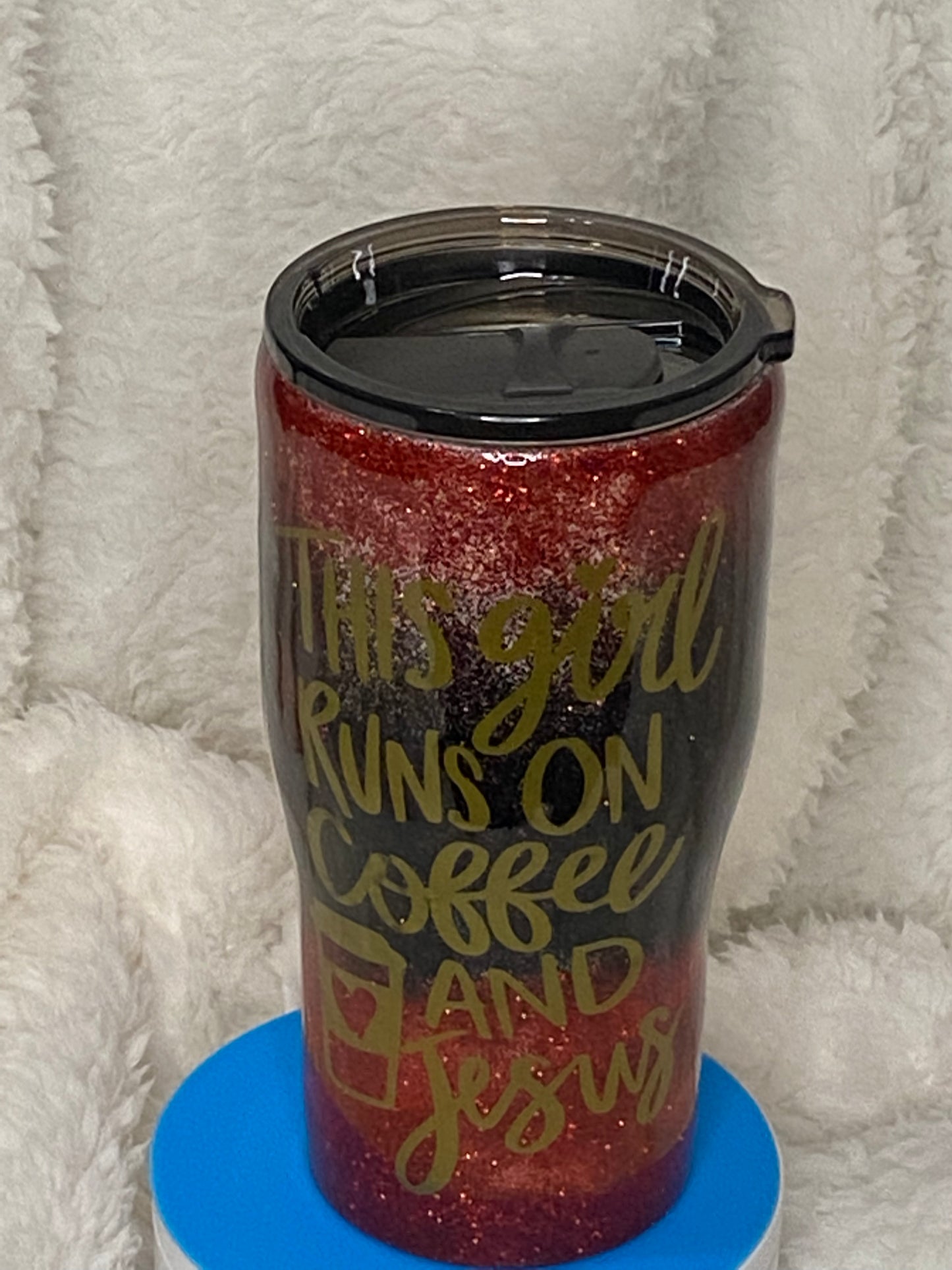 20 oz Curved Running on Coffee & Jesus Tumbler