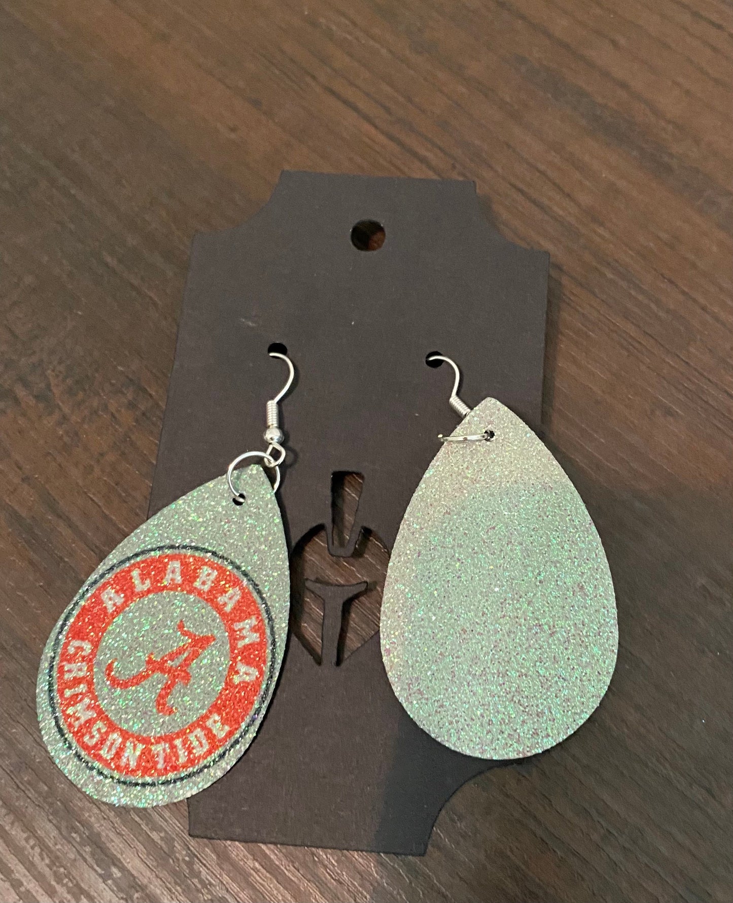 College sublimated faux leather earrings Alabama Inspired