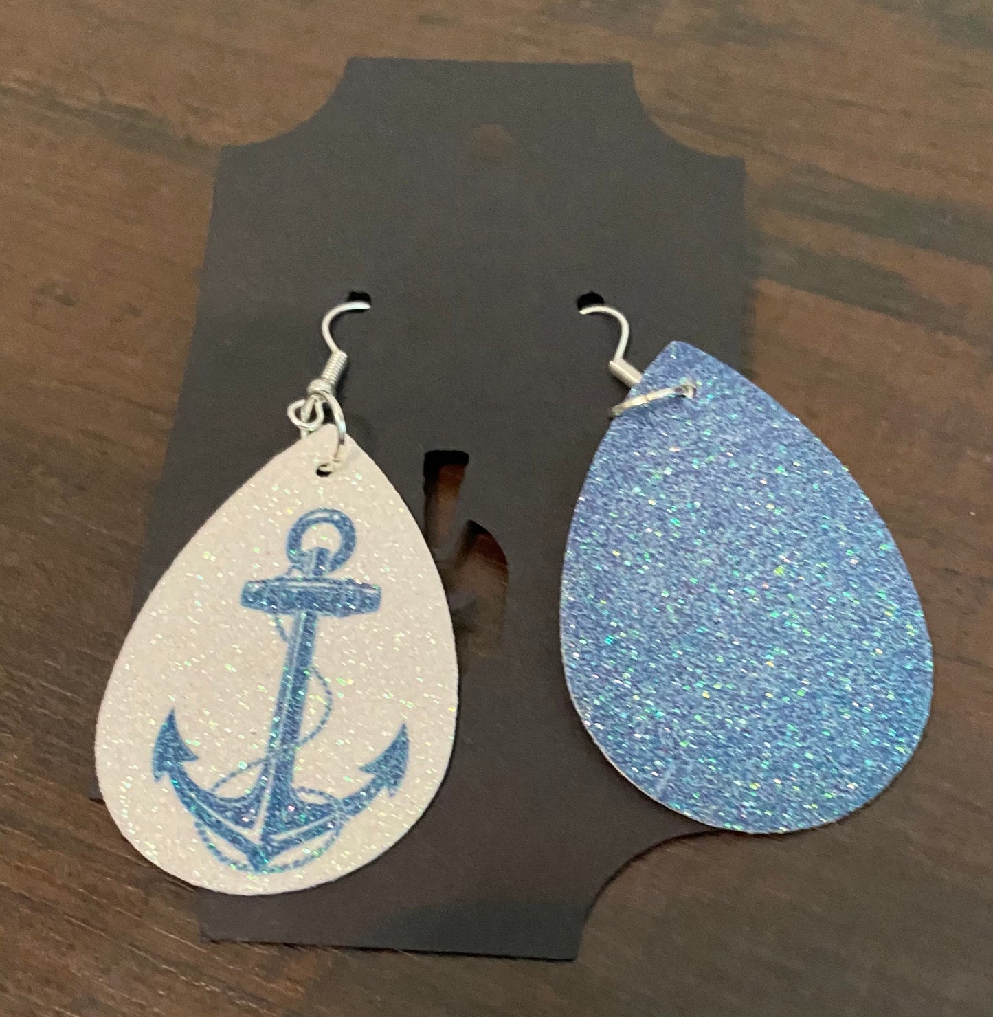 Anchor sublimated faux leather earrings