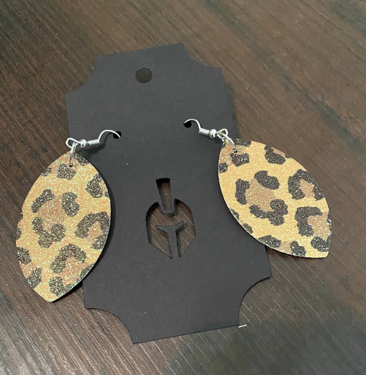 Leopard print sublimated faux leather earrings
