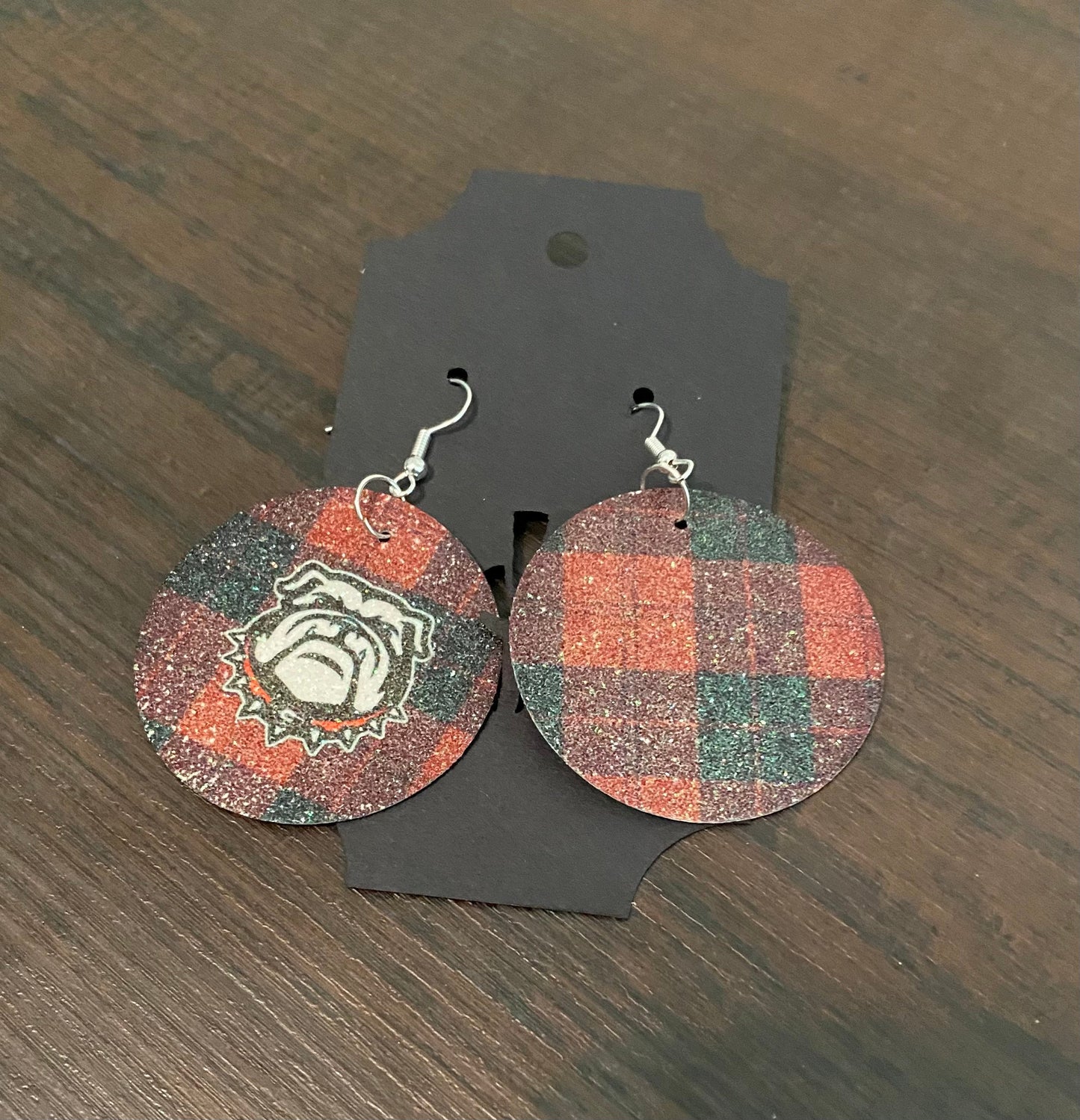College sublimated faux leather earrings