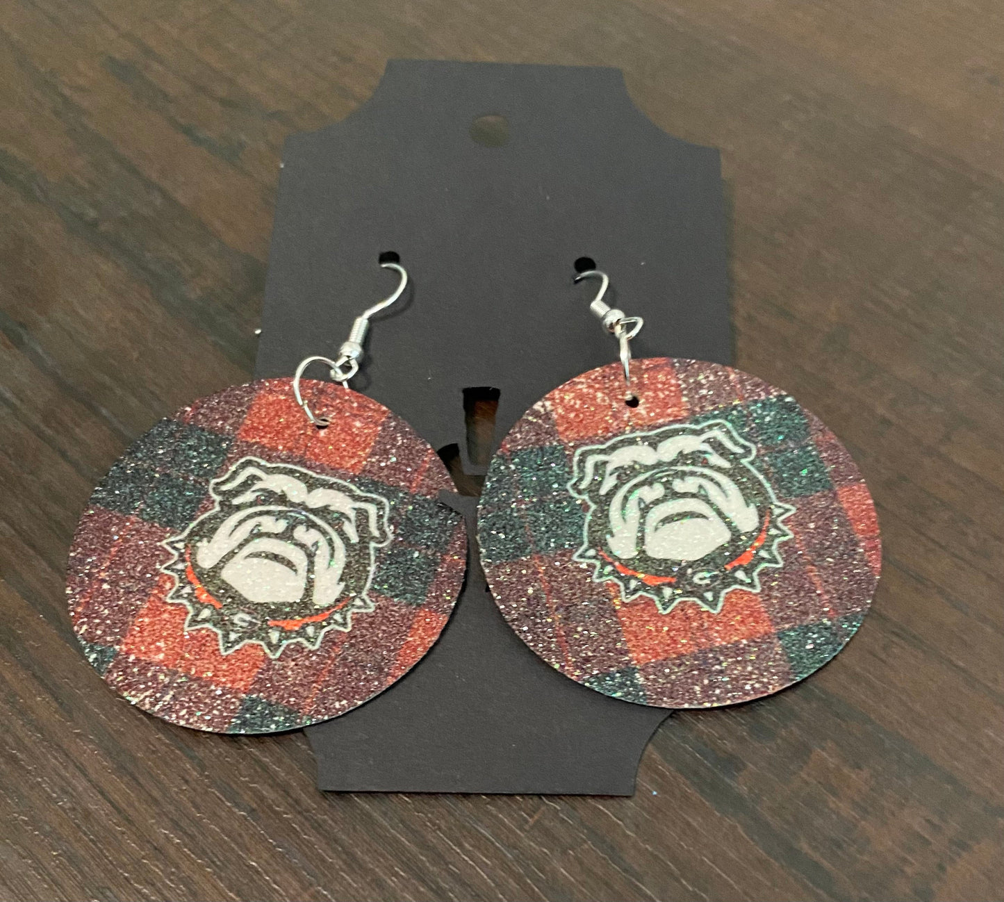College sublimated faux leather earrings