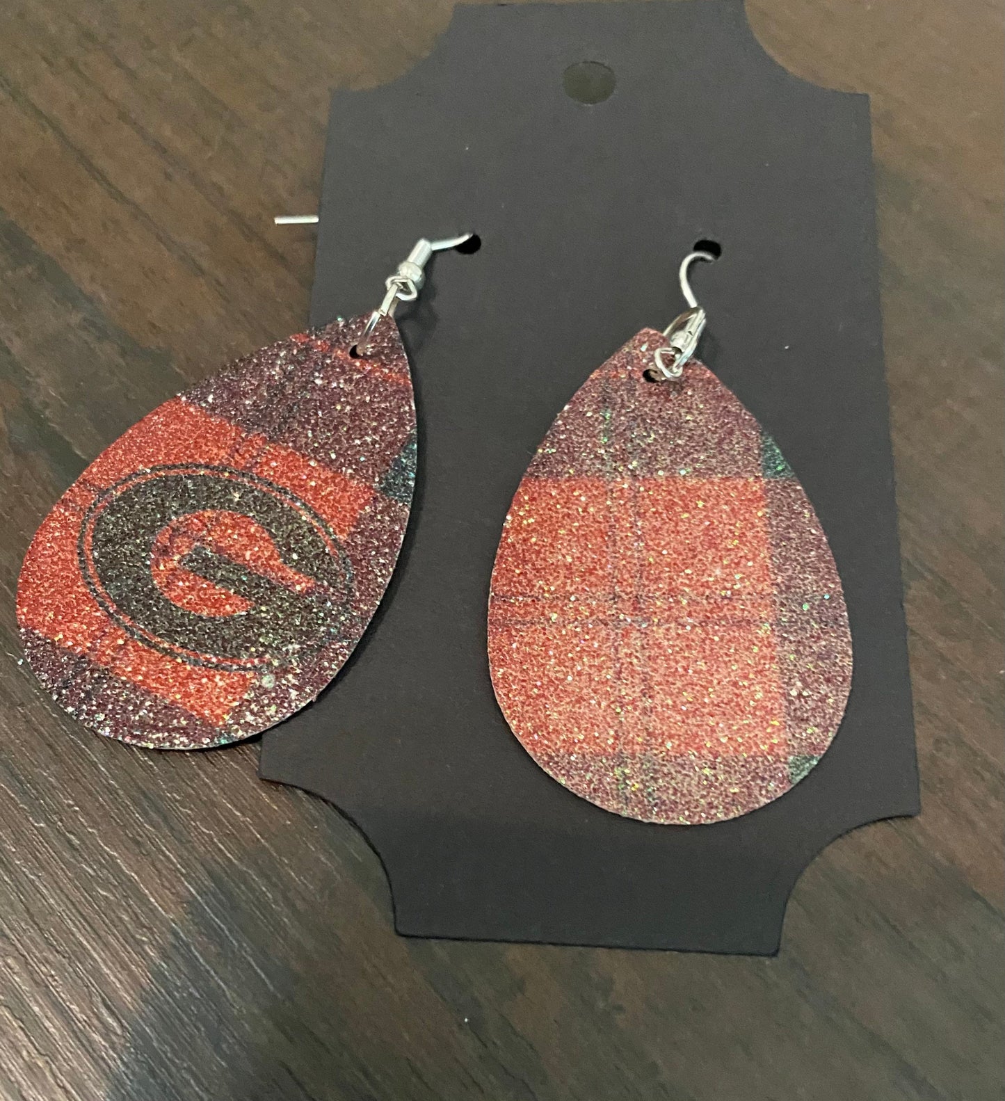 College sublimated faux leather earrings Georgia Inspired
