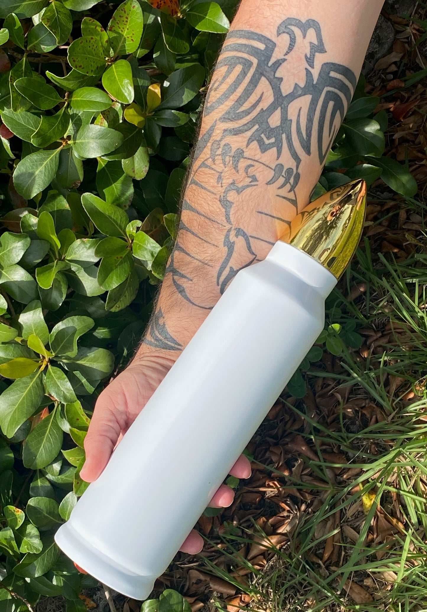 Patriotic bullet tumbler, "Our Flag is Blown by the Breath of Soldier's quote"
